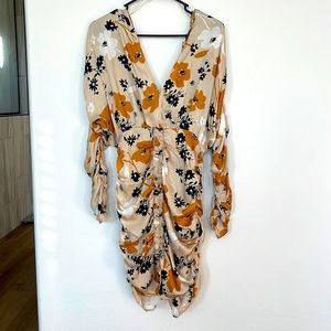 Long sleeve ruche mini dress